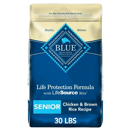 UPC: 0859610000173 | Blue Buffalo Life Protection Formula Chicken and Brown Rice Dry Dog Food for Senior Dogs Whole Grain 30 lb. Bag