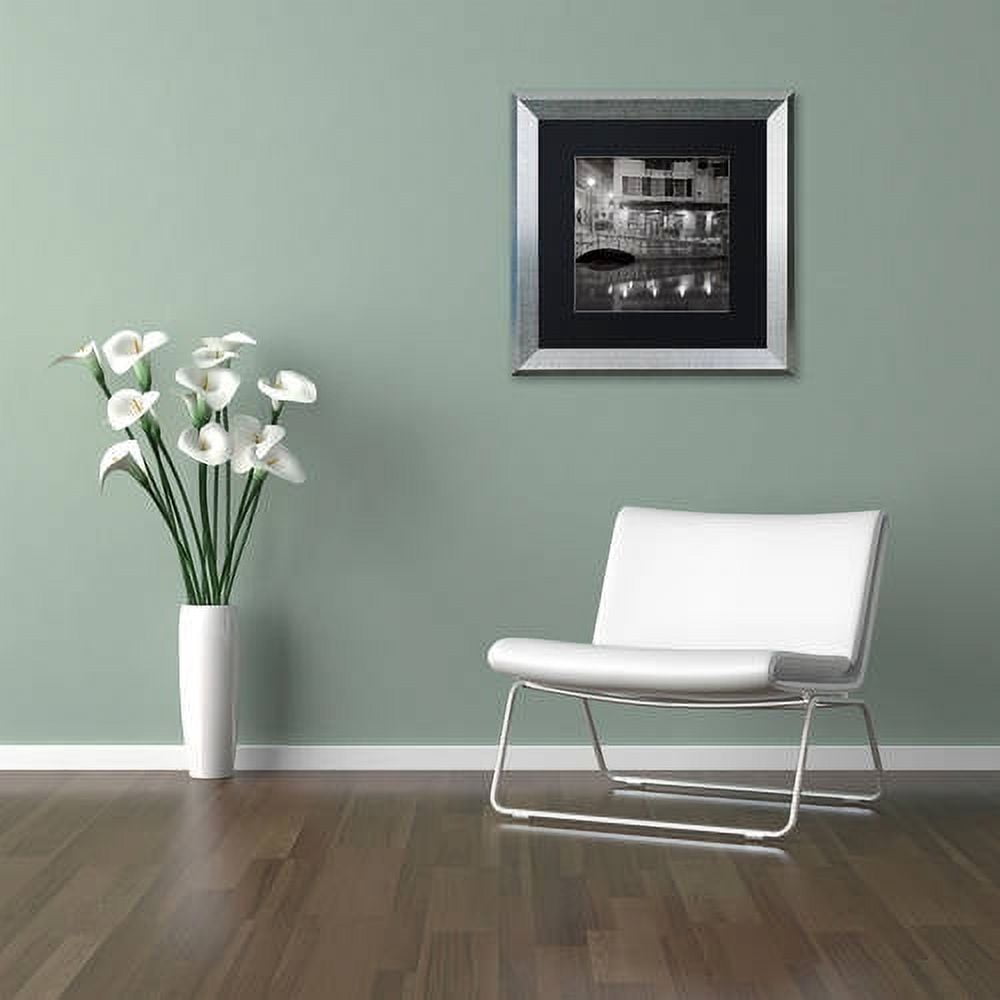 Trademark Fine Art "Cafe des Ducs 1" Canvas Art by Alan Blaustein, Black Matte, Silver Frame