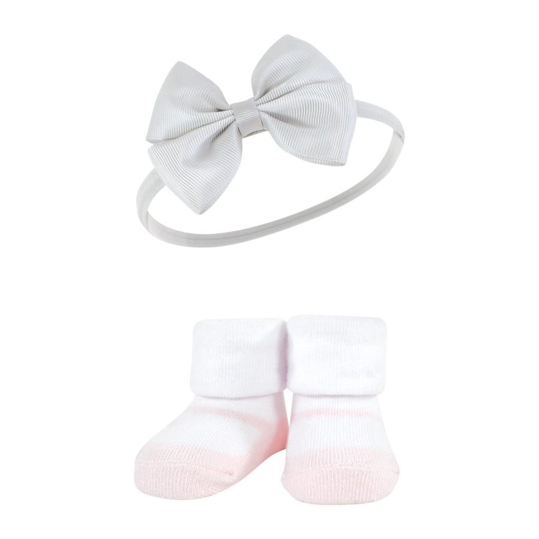 Hudson Baby Infant Girls Headband and Socks Giftset, Basic Pink Floral, One Size
