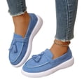 thumbnail image 2 of Domuza Women’s Tassel Platform Loafers, Slip On Canvas Wedge Walking Shoes Non-Slip Casual Daily Footwear Blue 8（EU-40）, 2 of 7
