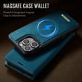 thumbnail image 4 of ShellTech for iPhone 17 Magnetic Detachable Wallet Case Card Holder & Cash Slot, Compatible with Magsafe Vintage PU Leather Flip RFID Blocking Kickstand Magnetic Closure Shockproof,Green, 4 of 13