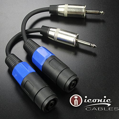 2 pack Speakon Female Connector to 1/4" Male TS Adapter Patch Speaker Cable
