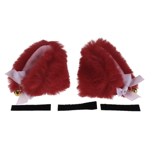 Motorcycle Helmet Accessories Decoration Furry Ears with Bells for Motorcycle Bicycle Skiing Helmets Red Pink Plush Sticker 1 Set
