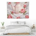 thumbnail image 3 of COMIO JretailAx Floral Pattern Tapestry Pink Flower Wall Tapestry Romantic Rose Square Tapestry Vintage Afternoon Tea Party Tea Pot Living Room Tapestry 40x30 Inch, 3 of 7