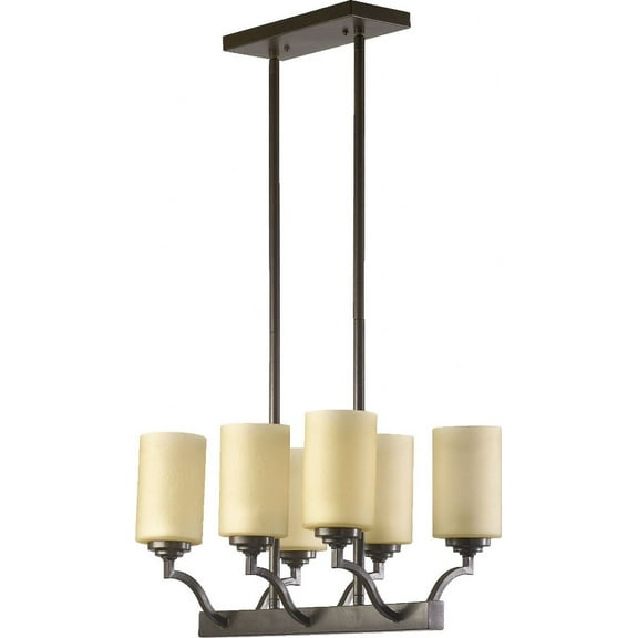6596-6-86-Quorum Lighting-Atwood - 6 Light Island in Transitional style - 13 inches wide by 20 inches high-Oiled Bronze Finish-Amber Glass Color