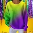 thumbnail image 3 of TKLPEHG Mardi Gras Sweatshirts for Women Purple Long Sleeve Crewneck Sweatshirts Dressy Casual Festival Print Graphic Pullover Holiday Tops (Z01_Green,XXL), 3 of 6