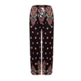 thumbnail image 6 of YIFUNIN Women's Printed Cotton Linen Wide Leg Pants with Pockets, Casual Flowy Trousers for Bohemian Style, Lightweight Summer Wear,Red M, 6 of 6