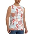 thumbnail image 2 of Bixox Men's Tropical Corals Seahorse Printed Shirt Sleeveless Fitness Tank Top-3X-Large, 2 of 5