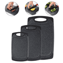 Bxaolu Plastic Cutting Boards for Kitchen, With Grips – Non Slip Cutting Board with Juice Groove – Durable Cutting Boards for Meat and Vegetables, Black