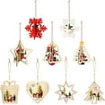 thumbnail image 1 of 9 Pcs 3D Christmas Wooden Ornaments Christmas Unfinished Wood Cutouts with Hole for Christmas Party Decorations, 1 of 7