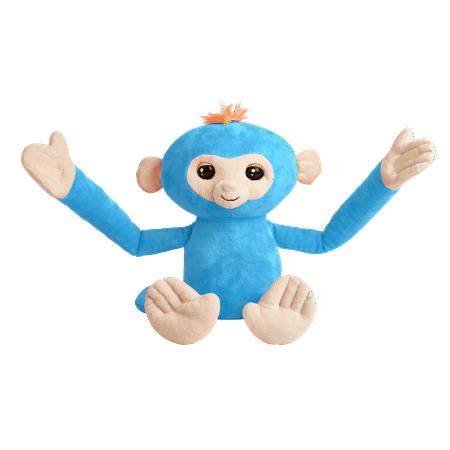 WowWee - Fingerlings HUGS BORIS - Friendly Interactive Plush Monkey Toy - Blue