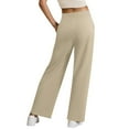 thumbnail image 4 of LWavelet Light Fabric High Waist Wide Leg Pants Women Daily Commute Wear Khaki M, 4 of 5