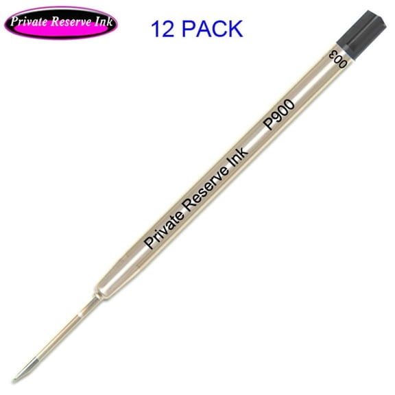 12 Pack - Private Reserve Ink Schmidt P900 Black Ink Medium Nib Parker Style Ballpoint Refill