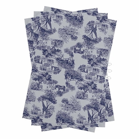 Country Giraffe Kitchen Towels Set of 3 Water Absorbent Dish Towel Blue Vintage Animals Green Forest Tree Decorative Hand Towels - Quick Drying Cloth for Cooking Baking 18x28 Inch