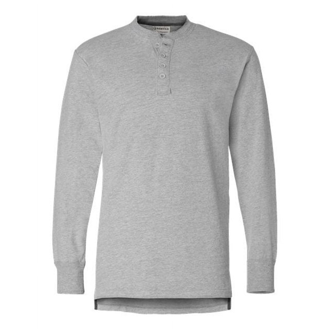 America Hombres Vintage Cepillado Jersey Henley (JA8244) -OXFORD -L J América 8244