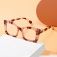 thumbnail image 5 of Pink Tortoiseshell Thick Oversize Square Reading Glasses 3.00 for Women and Men, Blue Light Blocking Spring Hinge Readers +3.00, 5 of 6