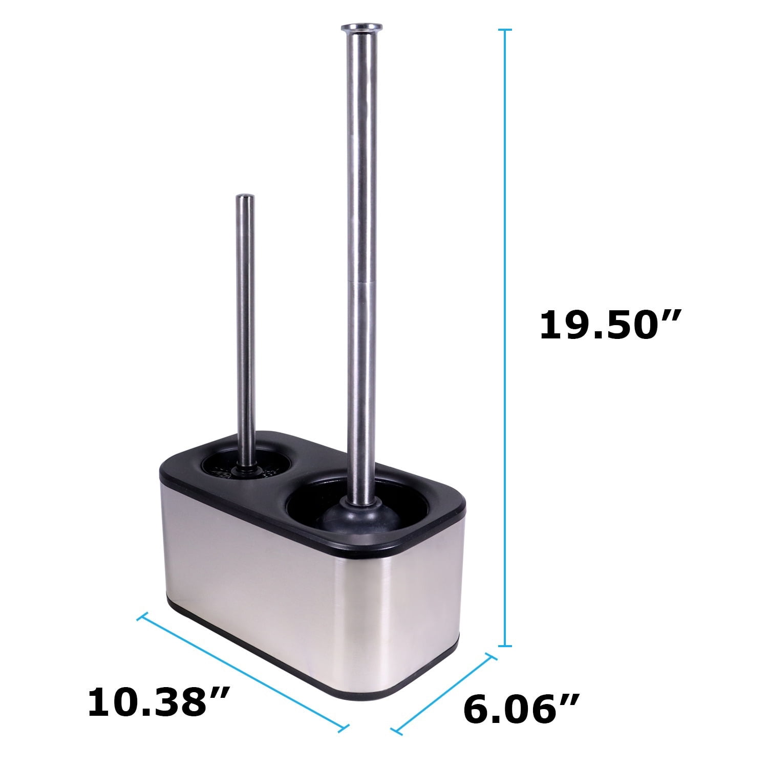 modern sleek toilet bowl brush and Toilet plunger combo - Stainless