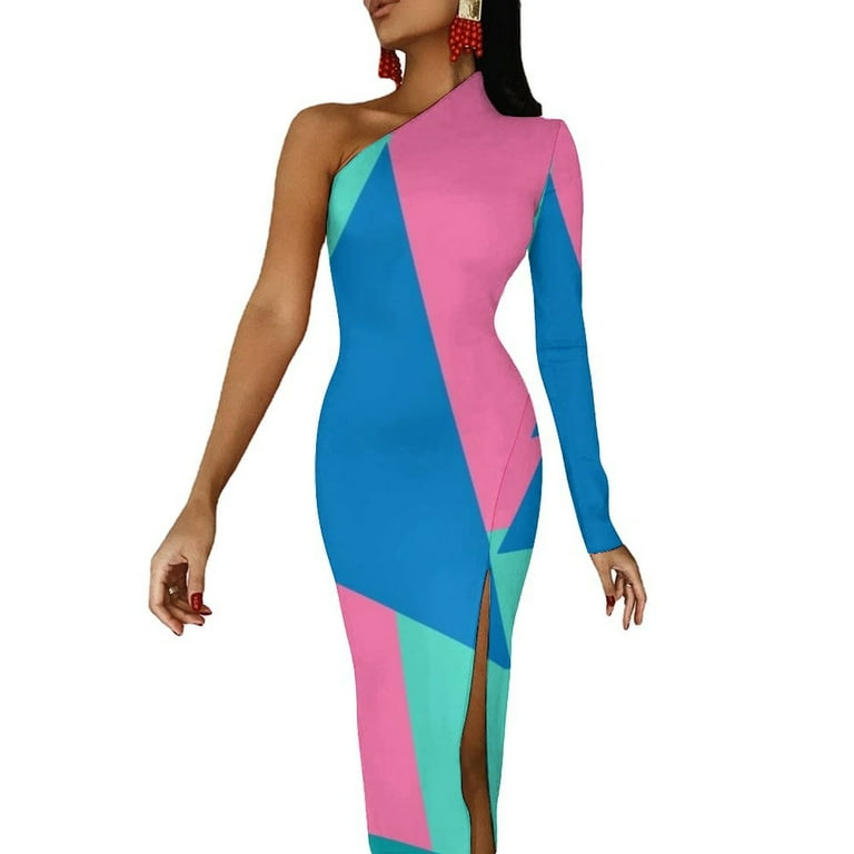 sachin and babi light blue dress Miami Vice Half Dleeve Split Dress sensual sexy dress for women Women