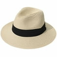thumbnail image 2 of Visland Beach Hat Women's Sun hat Sun Wide Brim Straw Hat for Men Fedora Panama Hat Straw, 2 of 6