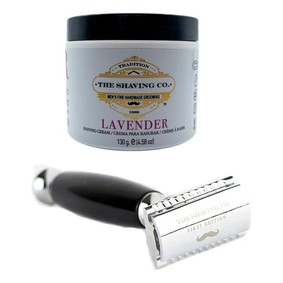 The Shaving Co Kit Crema De Afeitar Lavanda Rastrillo Negro amarillo 1