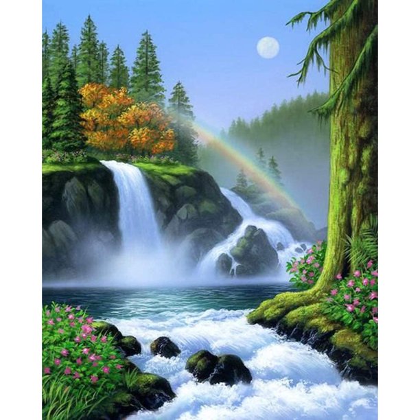 Taladro Pintura Diamante (DE1041) 5D DIY Full River Rainbow Kit de mosaico de punto de cruz 40x50cm FLhrweasw Nuevo