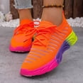 thumbnail image 2 of Womens Walking Tennis Shoes Casual Athletic Workout Gym Non Slip Knit Mesh Sneakers Lace up Comfortable Running Shoes Orange Size 9, 2 of 6