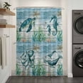 thumbnail image 3 of Xipuska Sea Turtle Shower Curtain - Water Repellent Fabric Shower Curtains Washable, Coastal Seahorse Whale Octopus Ocean Seagrass Decorative Cloth Bathroom Curtains Modern Bath Decor 36"x72", 3 of 6