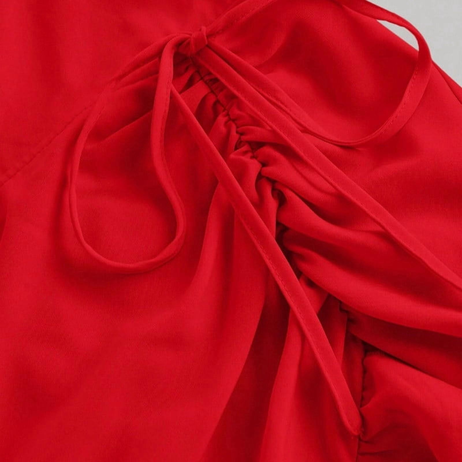 Women's Layered Ruffle Hem Dress Sleeveless Ruched Asymmetrical Long Party Dresses Ruched High Low Midi Dress