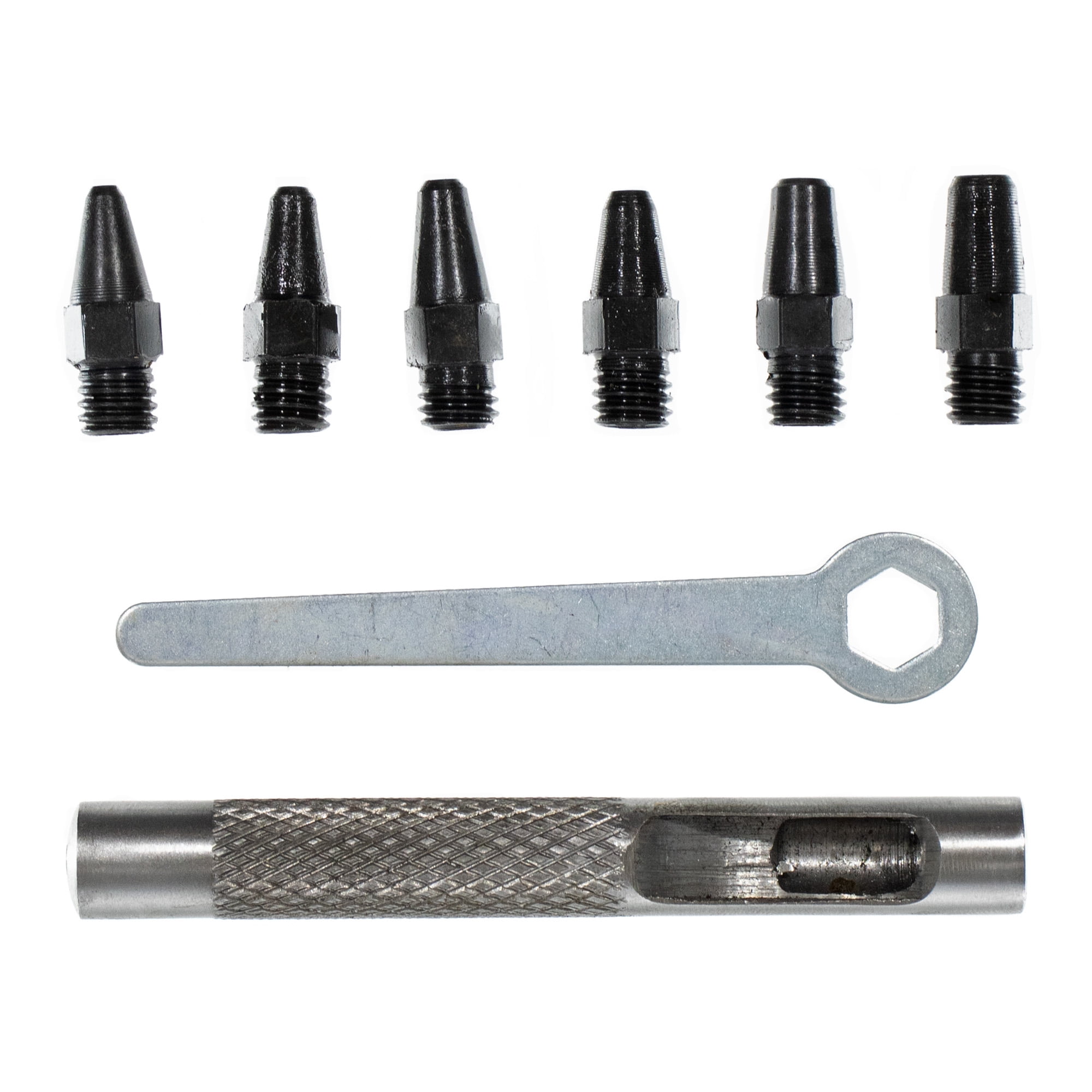 Miniature Metal Punch Set for Leather Making and Crafting - 6 Interchangeable Punch Hole Sizes to Pick From - Create Bracelets, Belts, Dog Collars, and More