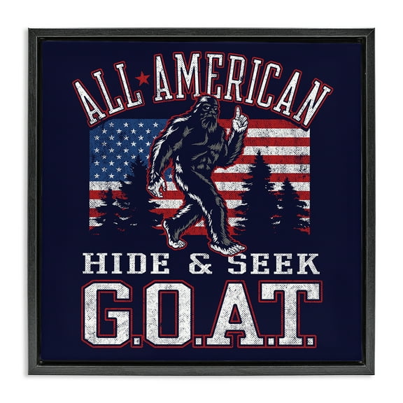 Stupell Industries Hide & Seek Monster Fairy Tales & Fantasy Painting Black Floater Framed Art Print Wall Art, 18 x 18