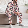 thumbnail image 5 of Mens Pajamas Set, Skull Guitar record lips Button Down Long Sleeve Loungewear Sleepwear Pjs sets for Men, 5 of 5