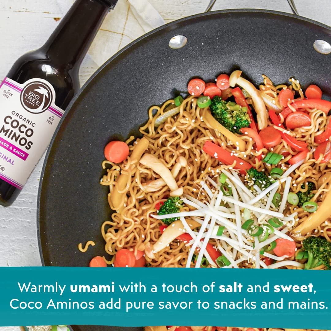 Big Tree Farms Organic AIF4&nbsp;Coco Aminos - Liquid Coconut Soy-Free Sauce, Low Sodium, Soy Alternative, Gluten Free, Kosher, Warmly Umami, Marinade & Sauce, Non-GMO - Original, 10 Fl Oz (Pack of 2)
