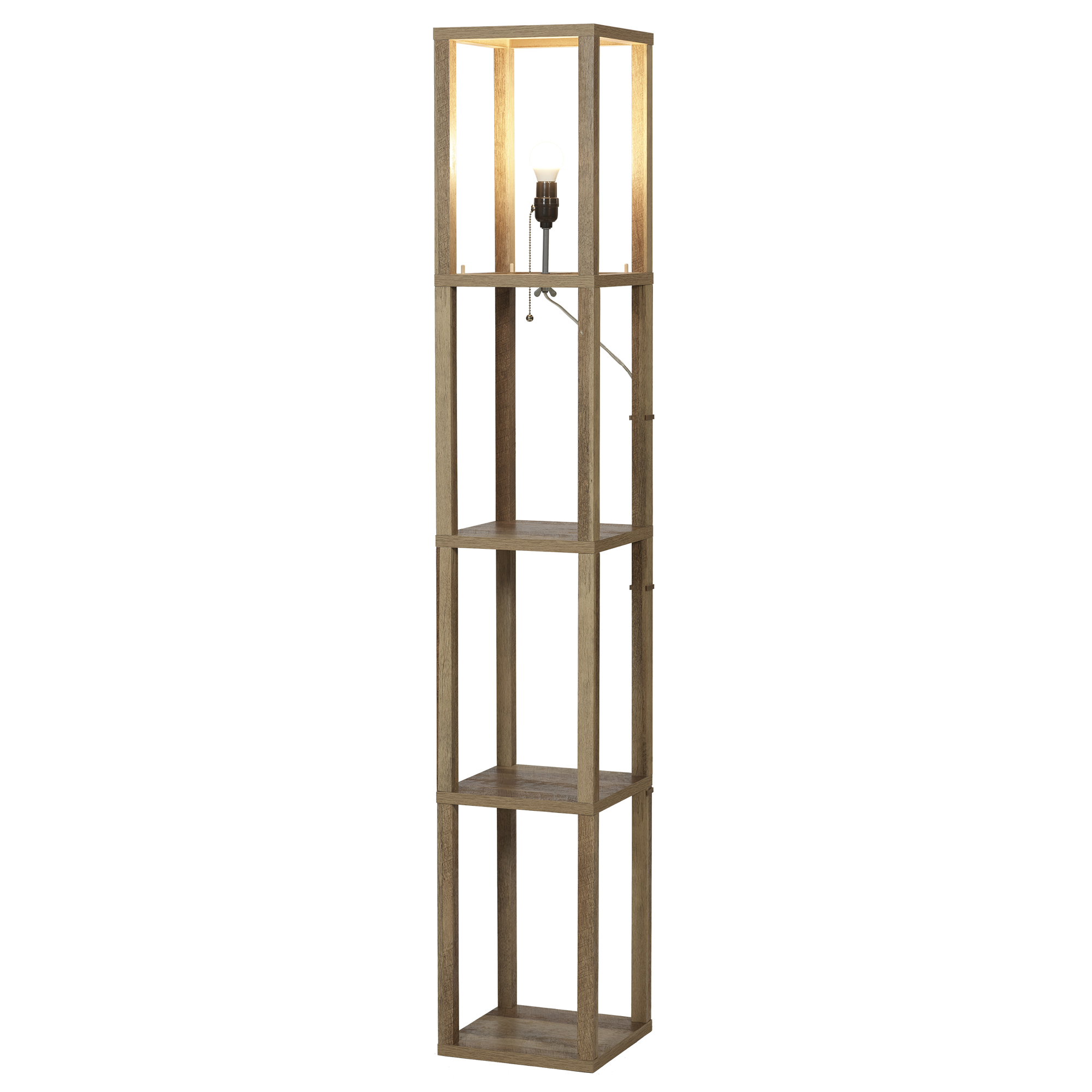 Better Homes & Gardens 62.25" Modern Pull Chain Weathered Floor Lamp with Natural Square Shade