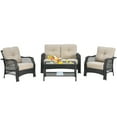 thumbnail image 2 of Gymax 4PCS Cushioned Patio Conversation Set Outdoor Rattan Furniture Set, 2 of 7