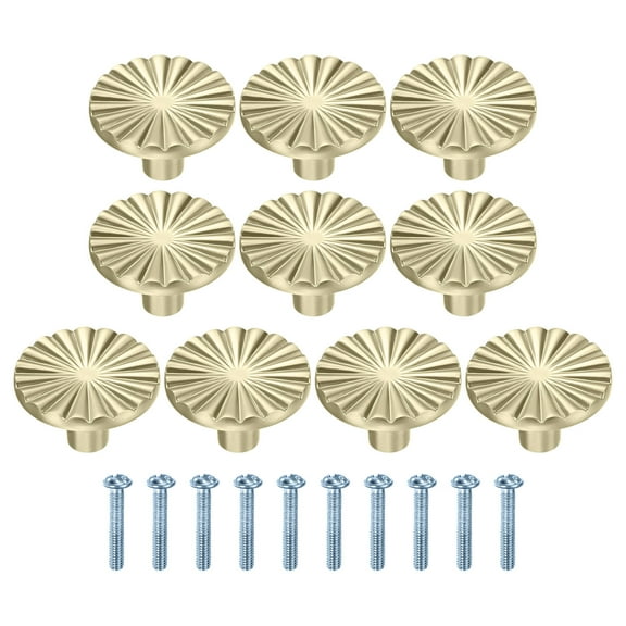 Uxcell 10-Pack Dark Gold Cabinet Knobs, 1.46" Kitchen Cabinet Pulls Zinc Alloy Round Cupboard Drawers Hardware