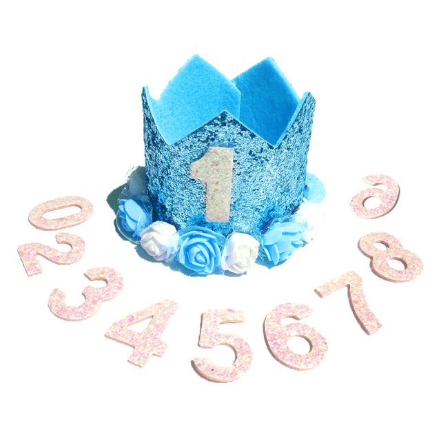 Crown Dog Birthday Party Hat para niñas Reutilizable Birthday Party Cat Kitten Diadema con 0-9 Figuras Charms MFZFUKR CPB-DE-LYY1916-2