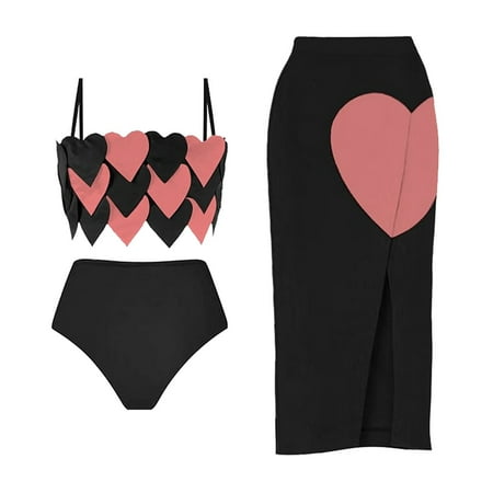Tawop Women s Bikini Swimsuits Two Piece Cover Up Bikini Modest Printed Beach Bathing Suits Clearance Swimsuits for Women Swimwear Cover Pink S