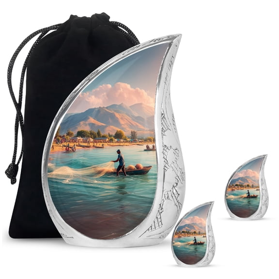 SABURIAL Fishing Urn - Burial Urn for Ash - Combo 2 - Large with 3 Inch Pack of 2 - Human Remains Urns - Memorial Urns for Human Ashes Burial - Funeral Decorative Ashes