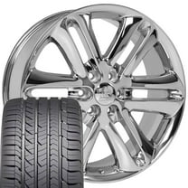 OE Wheels FR76 22 Inch Rims and Tires Fit F-150 Style 6x135 22x9 Chrome - Hollander 3918 - Eagle Sport AS 285/45-22 (Set of 4)