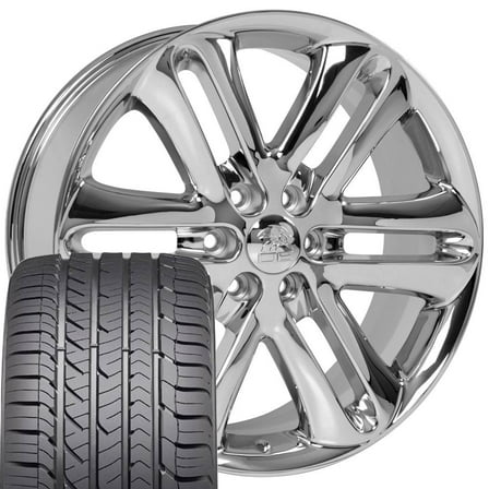 OE Wheels FR76 22 Inch Rims and Tires Fit F-150 Style 6x135 22x9 Chrome - Hollander 3918 - Eagle Sport AS 285/45-22 (Set of 4)