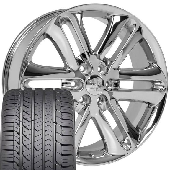 OE Wheels FR76 22 Inch Rims and Tires Fit F-150 Style 6x135 22x9 Chrome - Hollander 3918 - Eagle Sport AS 285/45-22 (Set of 4)