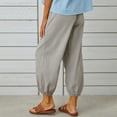 thumbnail image 5 of Women Summer High Waisted Linen Pants Wide Leg Long Pant Trousers With Pocket Comfy Casual Loose Pants Womens Casual Pants Drawstring Waist Solid Sweatpants with Pocket plus Size Cropped Pants for, 5 of 8