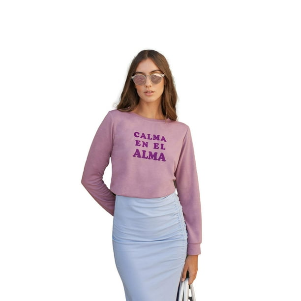 Sudadera ligera André Badi lila Mediana escote redondo estampado