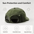 thumbnail image 6 of Men's Korean-Style Pilot Baseball Cap, Aviator Goggle Hat with Curved Visor, Cotton Canvas Sun Protection Cap for Spring Summer Green, 6 of 6