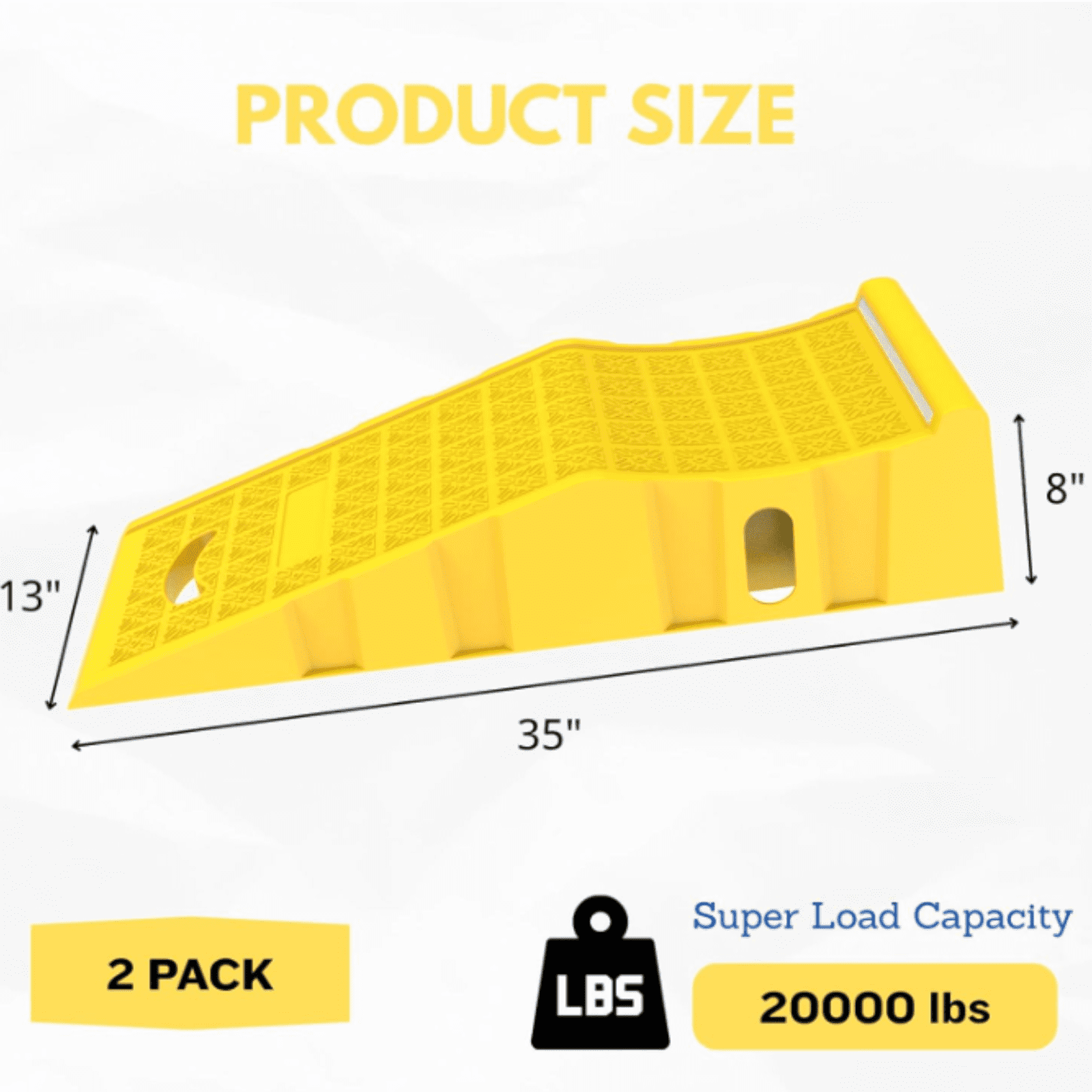 2 Pack Car Ramps，Portable Truck Service Ramps Lifts with Reflective Strips，Heavy-Duty Vehicle Ramps Oil Change for Home Garage or Shop RV Trailer Tire Changes & Maintenance, 20000 lbs,Yellow.