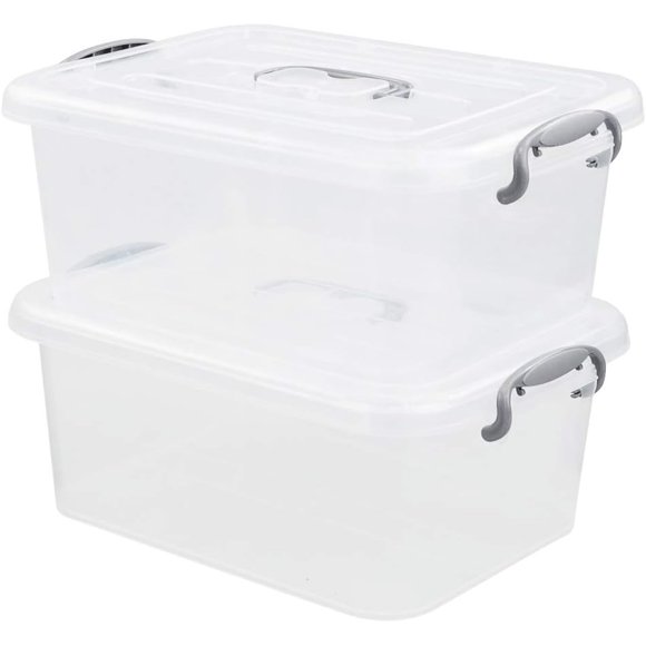 Zerdyne 2-Pack Plastic Storage Boxes, Clear Storage Latch Box, 7 Liter