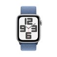 thumbnail image 2 of Refurbished Fair - Apple Watch SE GPS 44mm 2023 Gen 2 Silver Aluminum Case with Winter Blue Sport Loop Fitness Smartwatch with Heart Rate Monitor & Built-In GPS, 2 of 6