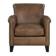 thumbnail image 2 of Tria 35 Inch Accent Chair- Brown Top Grain and Split Leather- Solid Wood, 2 of 6