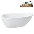 thumbnail image 3 of 67" Streamline G-74-295-BBR Soaking Glossy White Freestanding Tub and Tray With Internal Drain in Brushed Brass, 3 of 19