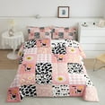 thumbnail image 2 of jejeloiu Milk Cow Pattern Bedding Comforter Set,Western Cowgirls Theme Twin Comforter Sets,Pink Patchwork Geometric Chekcered Bedding Set For Girls Kids,Microfiber Bedroom Decor Reversible,2 Pieces, 2 of 8